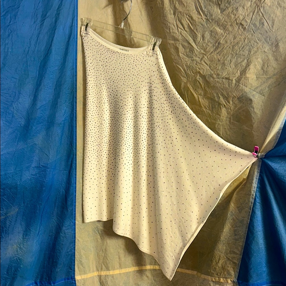 Neiman Marcus Cream and Blue Asymmetrical Embellished Shawl